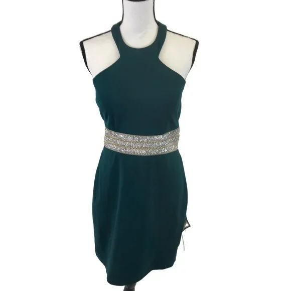 Speechless | Dresses | Speechless Womens Glitter Waist Green Halter  Backless Prom Dress Juniors 3 | Poshmark